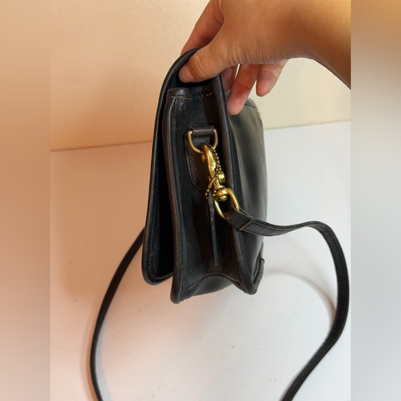 Coach Vintage Penny Pocket Purse Black Leather Crossbody Bag - Picture 7 of 12